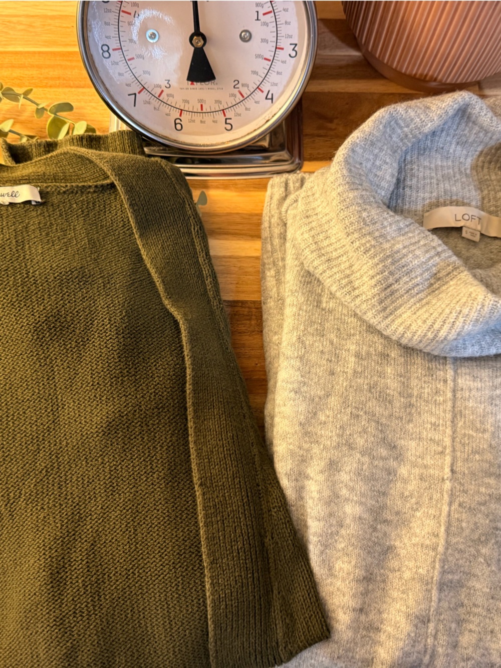 Sweater Bundle Madewell Olive Knit Open Cardigan and Loft Turtleneck